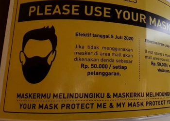 Masuk Kawasan Mall Tanpa Masker Dikenakan Denda