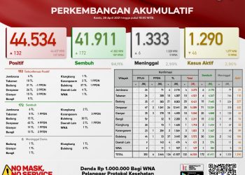 Update Covid 19 Bali, 29 April 2021. Kasus Sembuh 172 & Kasus Baru 132 Orang