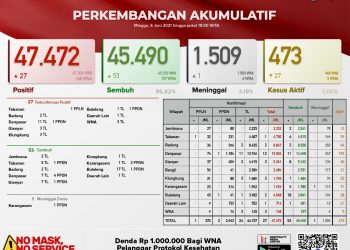 Update Kasus Covid 19 Bali 6 Juni 2021, Kasus Sembuh 53 & Kasus Baru 27 Orang