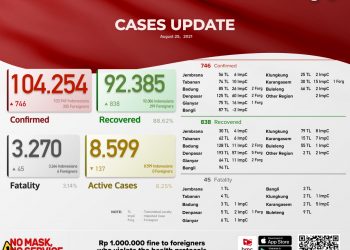 Update kasus Covid 19 Bali,  25 Agustus 2021.Kasus Sembuh 838 & Kasus Baru 746 Pasien