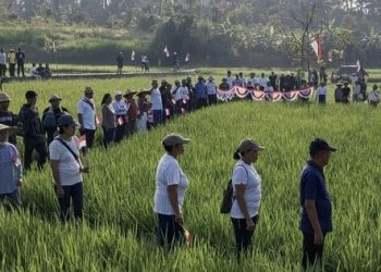 Penduduk Penarungan Badung Laksanakan Upacara Kemerdekaan di Area Persawahan