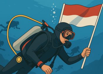 Merah Putih Dikibarkan di Kedalaman 26 Meter, Promosikan Pesona Bawah Laut Karangasem