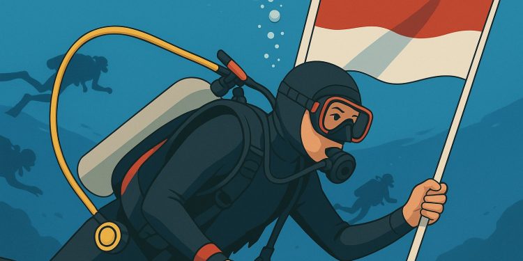 Merah Putih Dikibarkan di Kedalaman 26 Meter, Promosikan Pesona Bawah Laut Karangasem